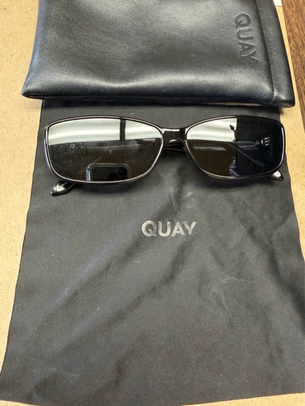 Quay Australia Black Men's Rectangular Sunglasses